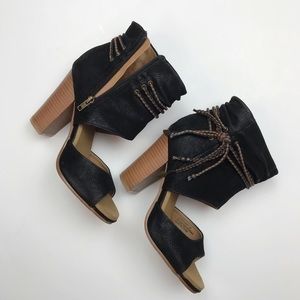 Black and brown sandals heels